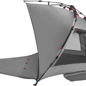 Beach Tent Sun Shelter 3-4 Person Easy Setup Portable Sunshade Canopy Large,Extended Floor,Stakes,Sand Pockets,UPF 50+ Waterproof Windproof Outdoor Camping Fishing Picnic