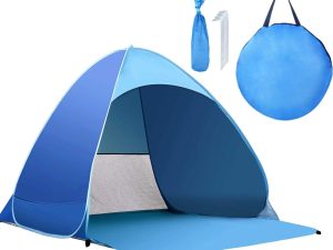 Pop Up Beach Tent –for 2-3 Person UPF 50+ UV Sun Protection Beach Shade Beach Tent Pop Up Sun Shelter with Carry Bag and Tent Stakes for Beach, Park, Camping (Large)