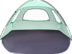 Beach Tent Anti-UV Portable Sun Shade Shelter for 3/4/6/8 Person, Extendable Floor with 3 Ventilating Mesh Windows Plus Carrying Bag, Stakes and Guy Lines