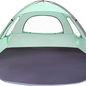 Beach Tent Anti-UV Portable Sun Shade Shelter for 3/4/6/8 Person, Extendable Floor with 3 Ventilating Mesh Windows Plus Carrying Bag, Stakes and Guy Lines