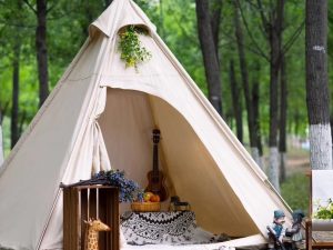 Cotton Canvas Camping Pyramid Tent for 2~3 Person