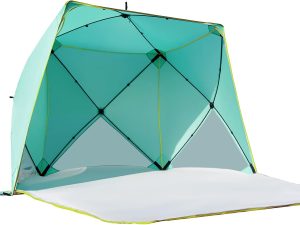 Pop Up Beach Tent, Portable Shade Sun Shelter UPF50+ UV Protection for 4 Person Extendable Floor for Fishing Hiking Camping, Waterproof Windproof（Mint Green