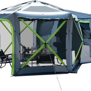 Dual-Use Pop up SUV Tents for Camping, 10 x10.5 Ft Big Space 2 Rooms Car Tent, SUV Tailgate Tent for Family Camping, 5 Sides Canopy, Portable Carry Bag, Gray Green