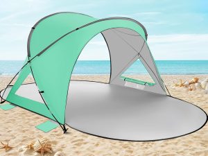 Beach Tent Easy Set Up Sun Shelter for 2-3 Person Instant Family Beach Shade Canopy with 2 Doors Waterproof & Sunproof，Lightweight & Portable(GN
