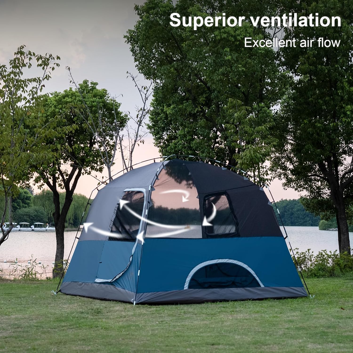 Cabin Tent 4-6 Person, Waterproof Camping Tent with Rain Cover Easy to Set Up, Portable Double Layer Large Family Tent for Outdoor Camping - Image 2