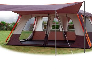 Extra Large Tent 12 Person(A),Awning Family Cabin Tents,2 Rooms,3 Doors and 3 Windows with Mesh,Straight Wall,Waterproof,Double Layer,Big Tent for Outdoor,Picnic,Camping,Family Gathering。